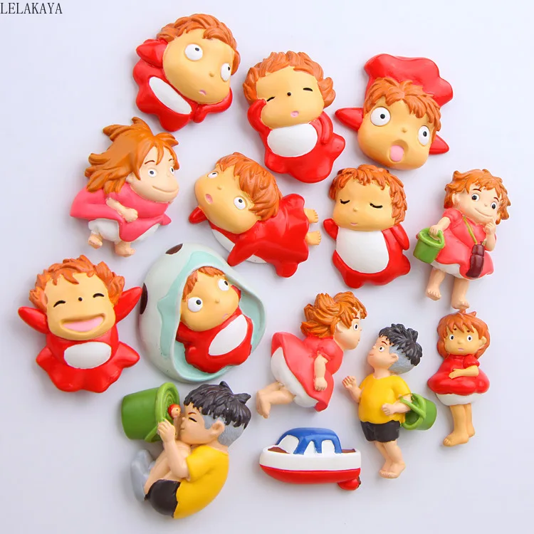 

Mini Cartoon Anime Action Figure Ponyo on The Cliff Creative 3D Refrigerator Magnetic Sticker Mobile Phone Accessories Adornment