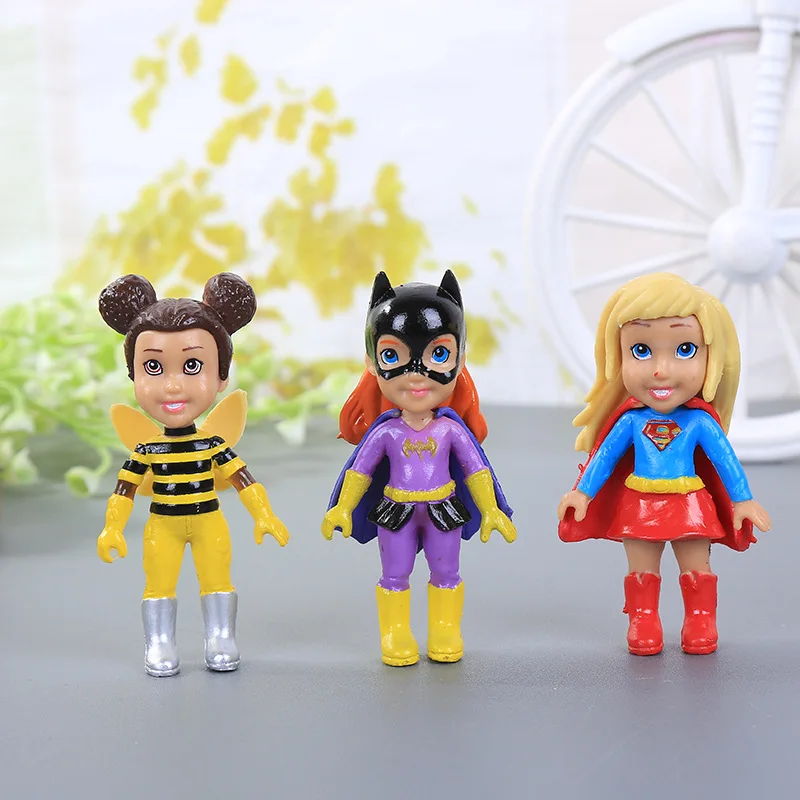 New superhero girl 7.3cm doll combination 6pcs/set Wonder Woman Superman toy Anime model toy creative hand-made children's doll