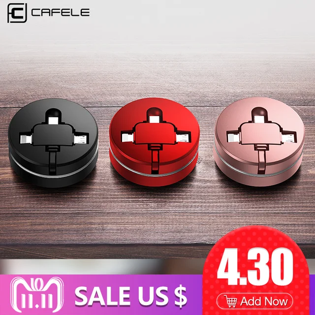 CAFELE 3 в 1 USB Micro Тип C кабель для iphone 8 7 6 samsung huawei Xiaomi Универсальный Выдвижной данных зарядки кабель USB