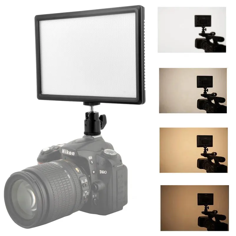 

LCD Display Bi-Color Display and Adjustable Slim LED Illuminator for DSLR Camera + Battery + Charger for Canon and Nikon Camera