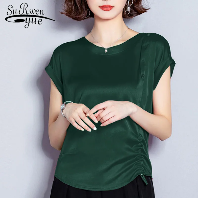 

Fashion womens tops and blouses 2019 ladies tops short sleeve plus size tops women shirt red and green blouse for women 4818 50