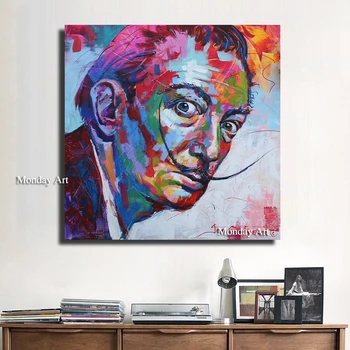 

handpainted Modern Oil Painting Graffiti Salvador Canvas Art Wall Picture For Living Room Home Decor colorful portrait picture