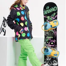 Женский водонепроницаемый лыжный костюм, женский зимний костюм для верховой езды и альпинизма, лыжный костюм черного цвета с цветными точками, лыжная куртка и зеленые лыжные штаны