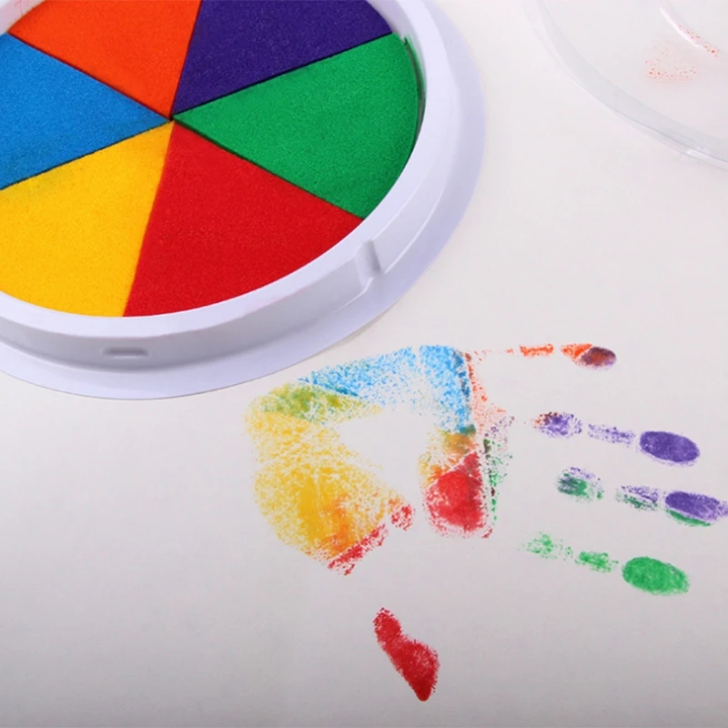 NEW 6 Colors Ink Pad Stamp DIY Finger Painting Craft Cardmaking Large Round For Kids Learning Education Drawing Toys