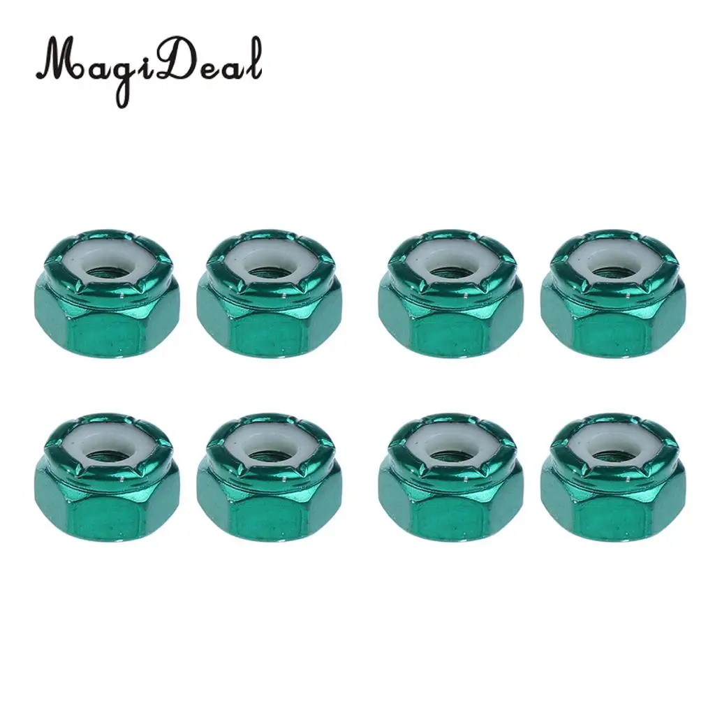 MagiDeal 8pcs Replacement Skateboard Truck Hardware Set Longboard Screws Bolts Green