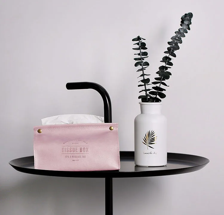 Скандинавские ins ветер Многоцветный Творческий Коробка ткани спальня гостиная дома кожаная коробка ткани - Цвет: Pink