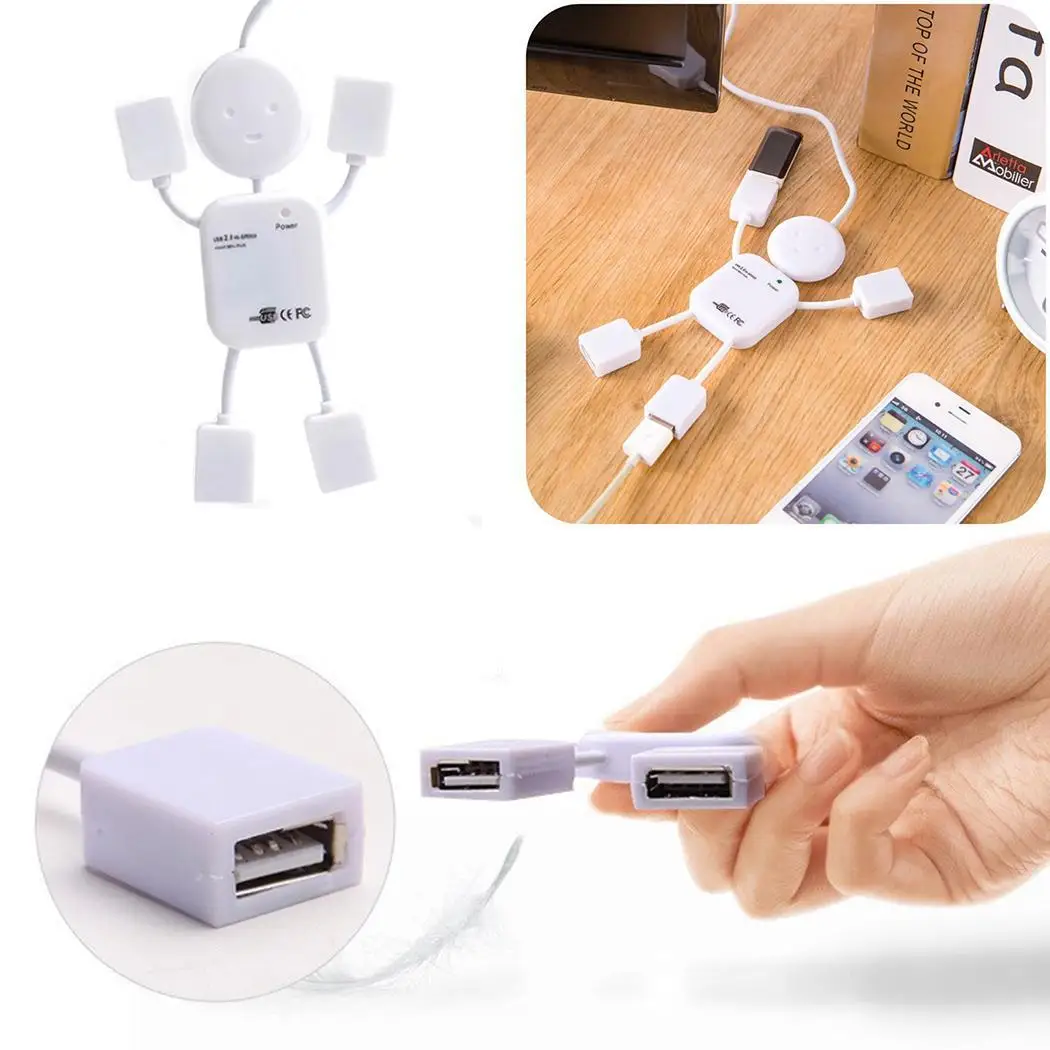 Разветвитель концентратор в форме человека USB 2 0 4 порта белый 055 КГ