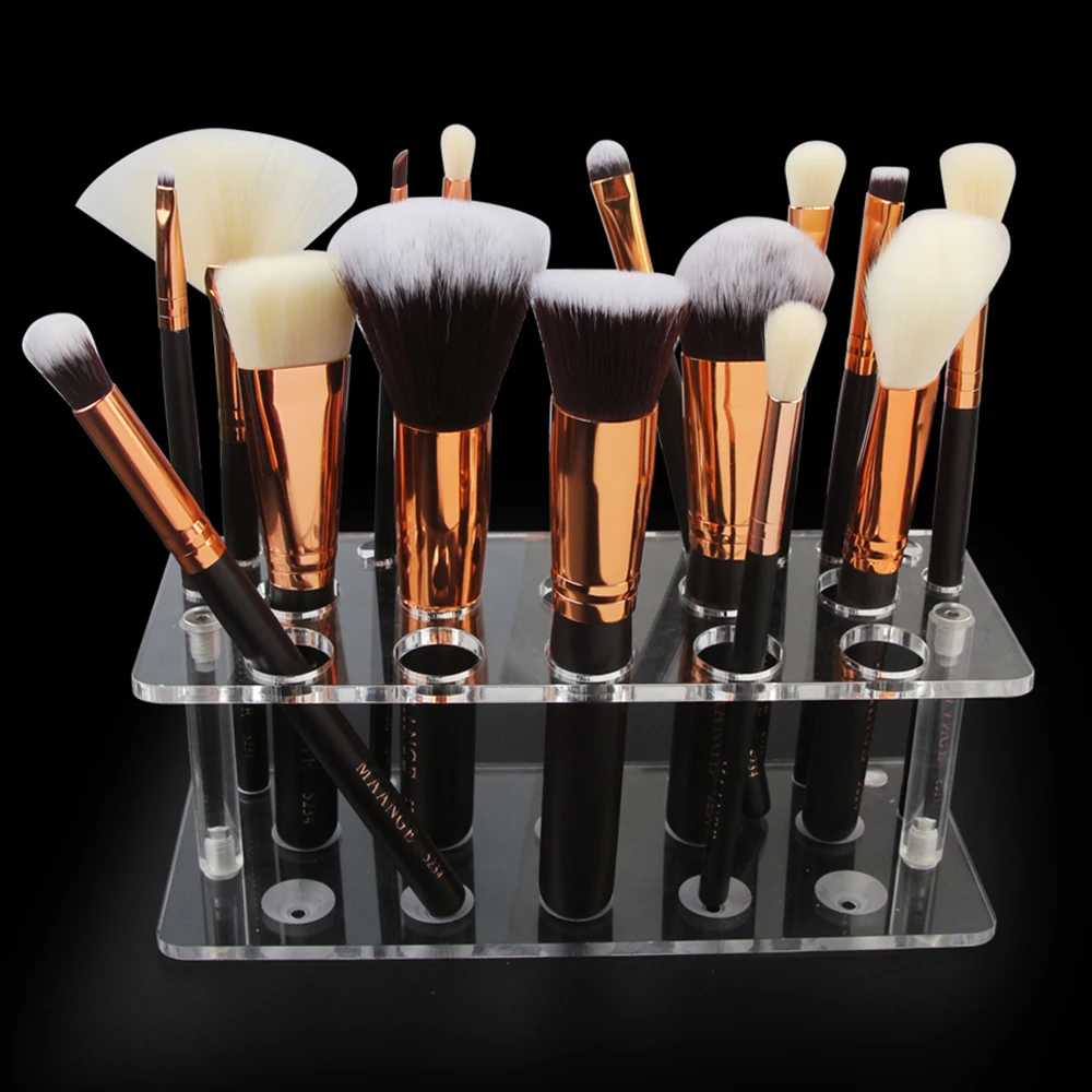 

Makeup Brush Holder Brush Stand Fashion Transparent Plastic Eyeliner Foundation Brushes Kit Set Carried Box