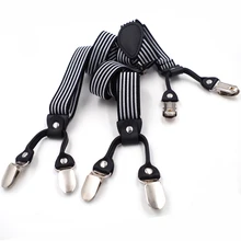 Мужские подтяжки 6 зажимов кожаные подтяжки Регулируемая эластичность подтяжки Bretelles Hommes Y-Back ligas Tirantes 2,5*120 см подарок