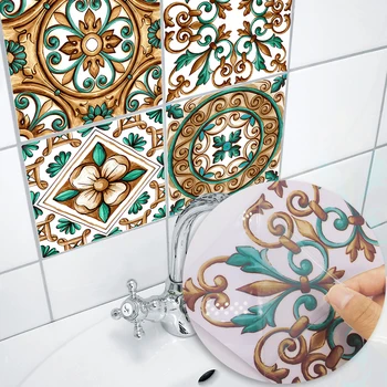 

Funlife 15*15cm/20*20cm PVC Waterproof Self adhesive Wallpaper floral Kitchen Watercolor DIY Tile Sticker Wall Decal TS024