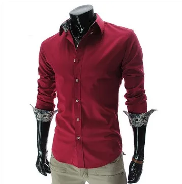 Brand New font b Men s b font Casual font b Shirt b font Social Solid