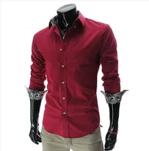 Brand New Men’s Casual Shirt Social Solid Color Shirt Floral Details Full Sleeve Turn Down Collar