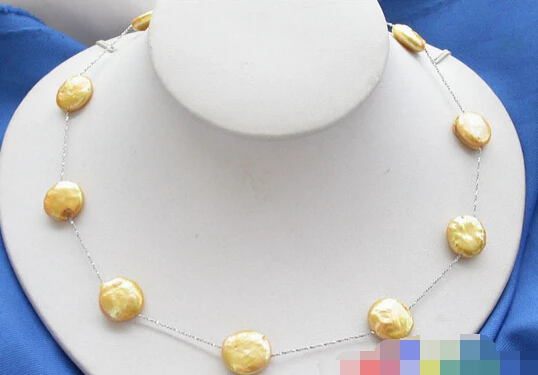 

0001074 COIN FRESHWATER GOLDEN PEARL NECKLACE AAA