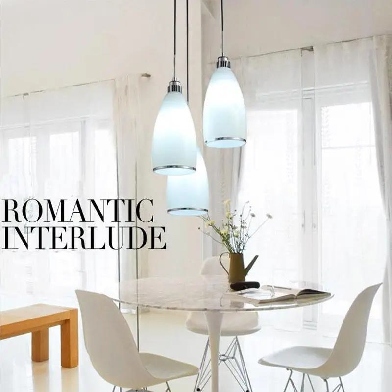 Modern Glass Pendant light Kitchen Cafe Fashion Decor Indoor Lighting White Lampshade Hanging Rope lamp E27 110-220v