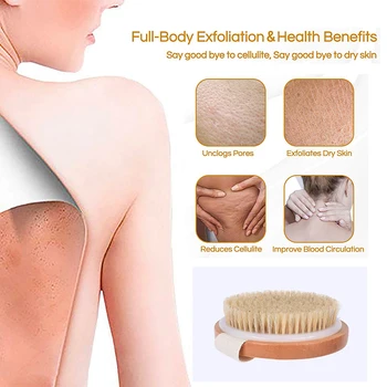 TREESMILE Natural bristles Bath brush Body Maasage No Handle Bath Brush Body Exfoliating SPA Hot Dry Skin Body Wooden Dry Brush 4