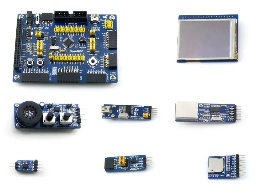 

module STM32 Development Board Kit for STM32F103C Series MCU STM32F103CBT6 ARM Cortex-M3+2.2inch Touch LCD+8 Modules=Open103C Pa