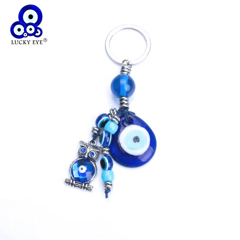 

Lucky Eye Blue Evil Eye Glass Keychain Alloy Tassel Owl Key Hamsa Hand Car Keyring For Men Women Kid Jewelry Gifts EY1082