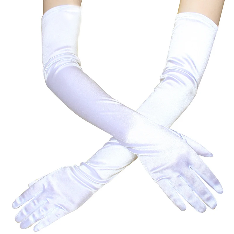 3 цвета модные сексуальные женские перчатки выше локтя черные белые красные длинные атласные стрейч-перчатки для девушек аксессуары 54 см длина