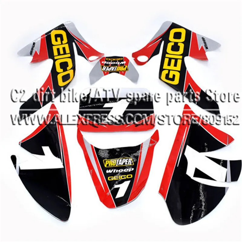 

Black Red White 3M Sticker Decals Paster Graphic For CRF 50 SSR 50 XR50 Kayo KR110 YY70 Dirt Pit Bike Plastic Cover