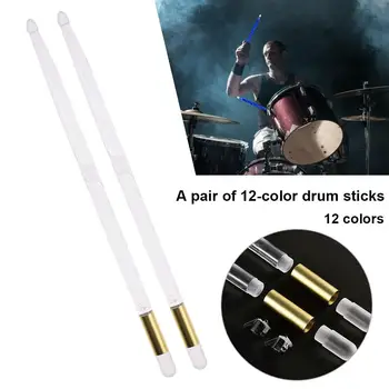 

12 Colors Alternately Illuminating Drumsticks Jazz Drums Acrylic Colorful Luminous Illuminating Stage Performance Drum Sticks