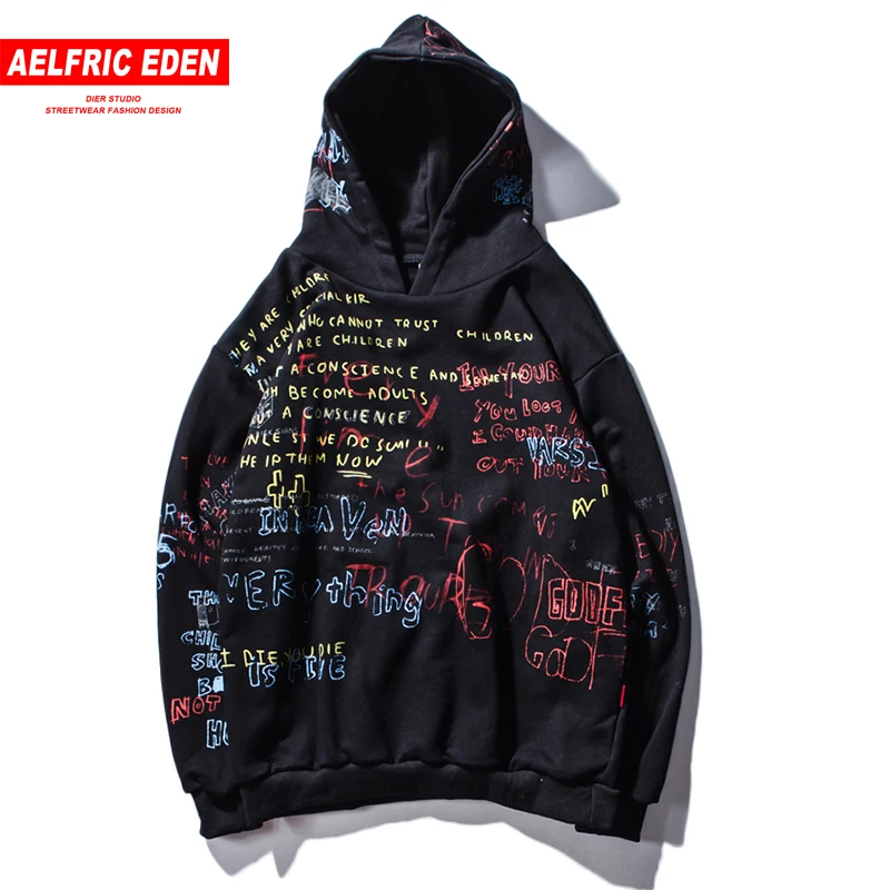 

Aelfric Eden Graffiti Hoodies Mens 2018 Autumn Casual Pullover Sweats Hip Hop Hoodie Male Fashion Skateboards Sweatshirts Et22