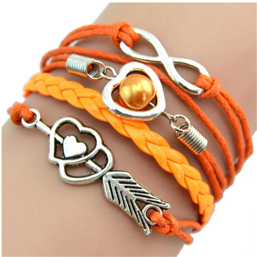 

OTOKY Bracelets For Women Men Fashion 1PC Infinity Love Heart Pearl Friendship Antique Leather Charm Bracelets