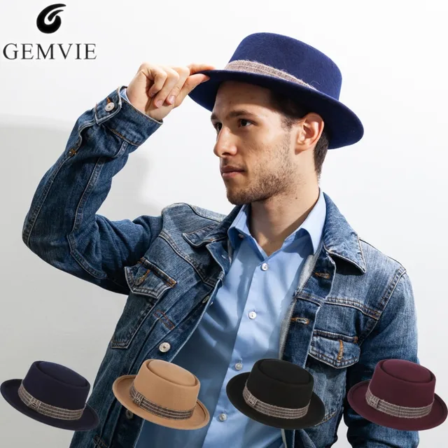 Casual Man Felt Hat Fedora Hats For Women Idopy Men`s Herringbone