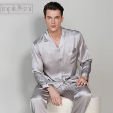 Inplusni Мужская пижама с длинным рукавом блокбастер Шелковая пижама для четырех сезонов и домашнего моды Мужская домашняя одежда