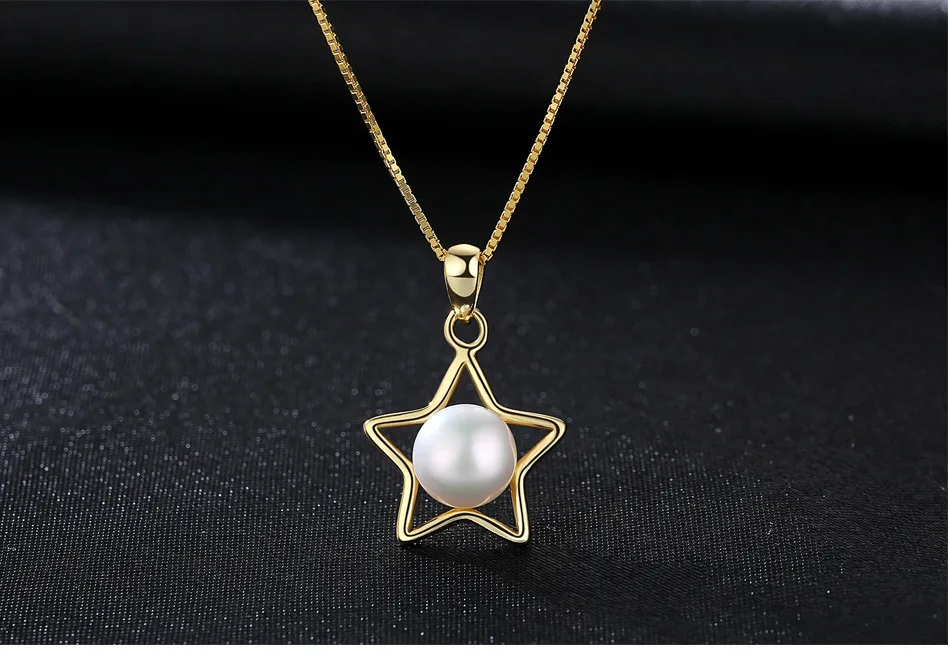 

S925 sterling silver item five-pointed star jewelry natural pearl pendant necklace accessories VS08