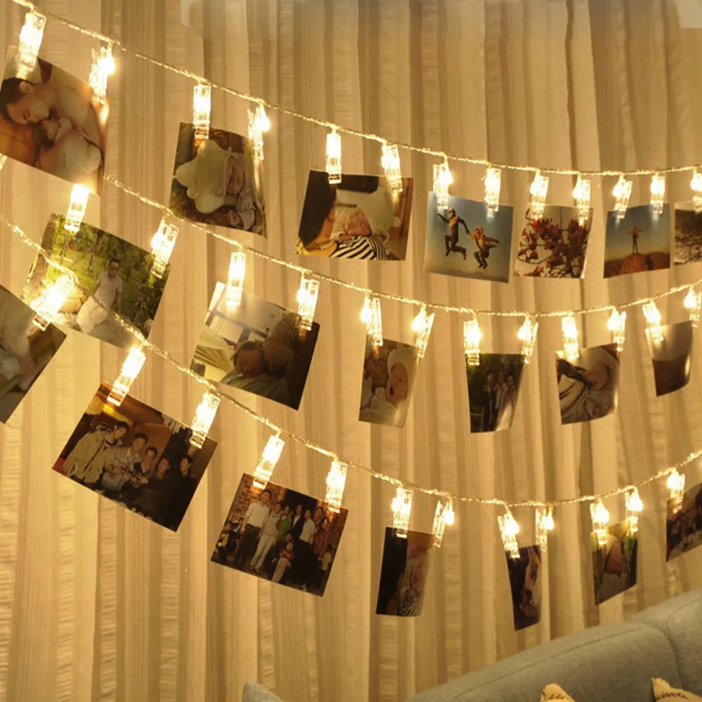 

Battery Powered EUPlug Led Card Photo Clip String Lights Baby Shower Romantic wedding decoration for Home Holiday lights indoor