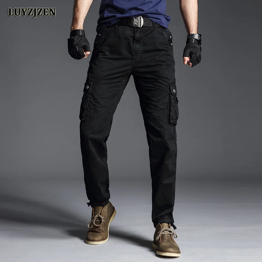 

Original LUYZJZEN New Arrival Brand Cargo Pants Men Multi Pocket Casual long Pants Military Style Army Work Trousers Big Size 51