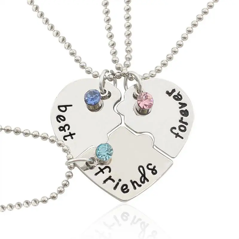 Best Friend Necklace Women Crystal Heart Tai Chi Crown Best Friends