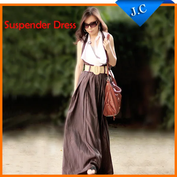 suspender long dress