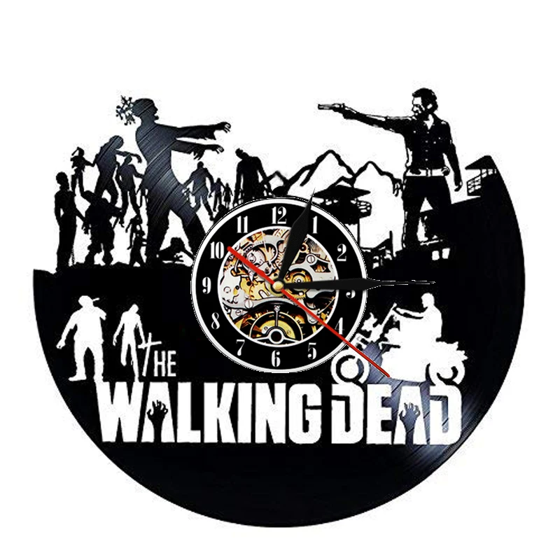 

The Walking Dead Vinyl Record Wall Clock Modern Design Movie Theme Fashion 3D Clocks Wall Watch Home Decoration 12 inch