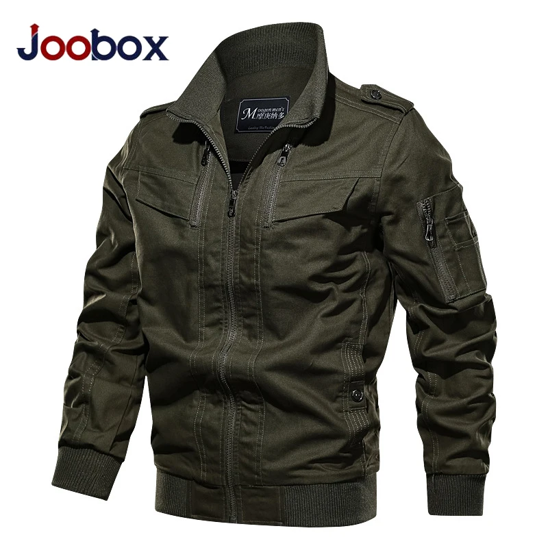 

2019 Autumn New Men's Cotton Jacket Mens Solid Color Loose Coat Male Fashion Military Outwear Large Army Green Khaki Black