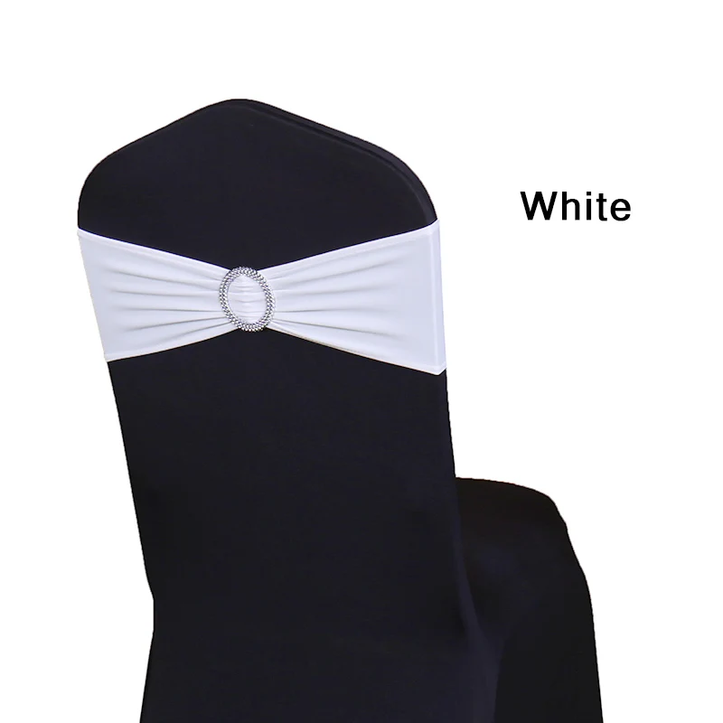 С фабрики 10 шт. съемный стул лук стрейч лайкра стул ремешок с пряжкой для свадебного банкета, вечеринки декоративный стул пояса - Цвет: White