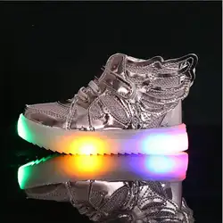 Kkabbyii Обувь для девочек LED Обувь Новый Демисезонный крылья светодиодные Обувь для девочек принцессы Милая обувь с легкими детей освещенные