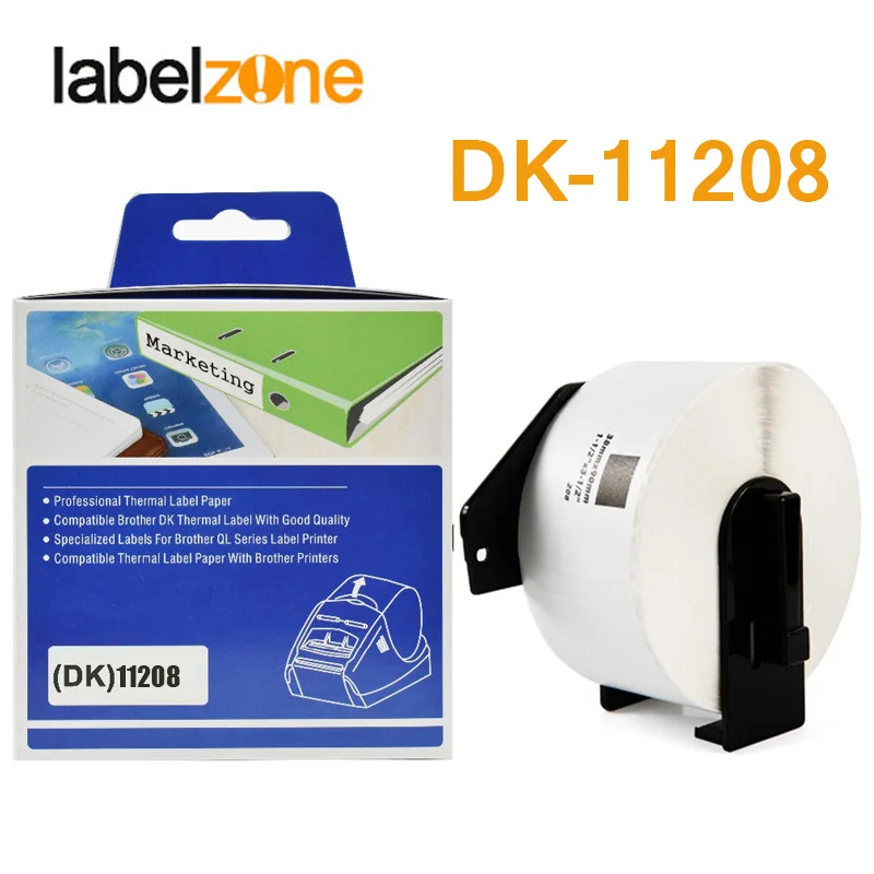 1 рулон DK 11208 38 мм x 90 термальная бумага совместима с принтером Brother Label белая DK11208 208