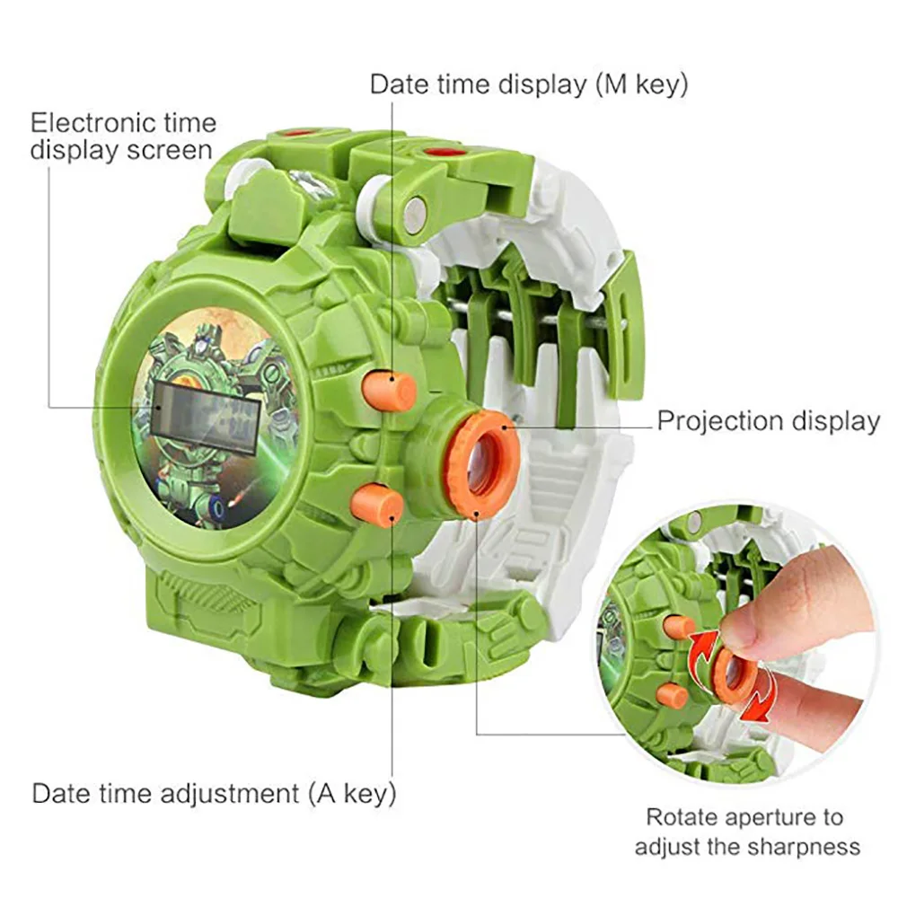 Трансформеры игрушки робот часы 3в1 проекция дети цифровые наручные часы деформация спасательные робот игрушки электронный обучающий подарок
