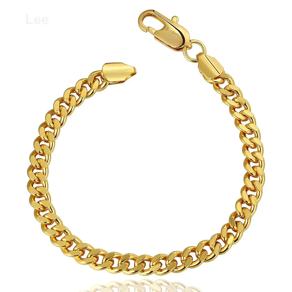 B097 A bracciale uomo yellow gold chain link bracelet saudi gold