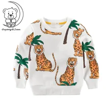 

2018 Autumn Winter Kids Clothes Long Sleeve Sweatshirts Cartoon Animal Tiger Boys Hoodies Kids Baby White Tops Children Clothing
