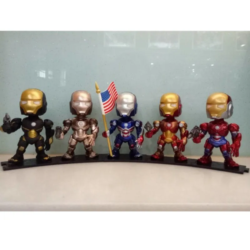 Avengers: Endgame Iron Man figure toys Iron Man Grip flag Marvel Ironman action figure Pvc Model Collection doll 5pcs/set