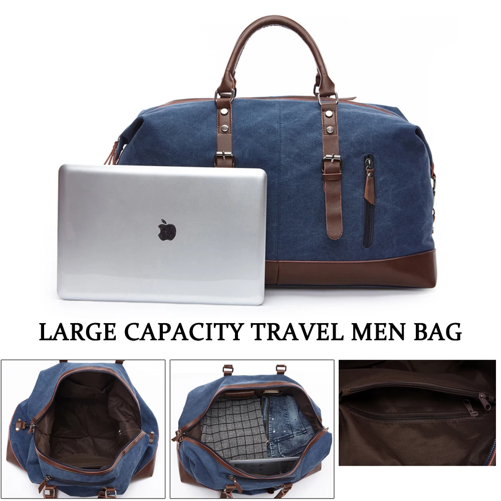 Высококачественная холщовая дорожная сумка для женщин и мужчин, Вместительная дорожная сумка для багажа, Повседневная винтажная сумка для выходных и ночных прогулок