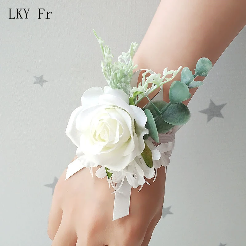 LKY Fr Wedding Corsages Flowers Bracelet Bridesmaids Wrist Corsage