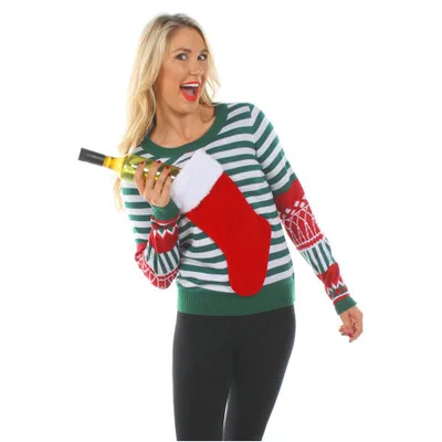 

Best Gift For Lovers Casual Christmas Top Plus Size Women T-Shirt Sexy O-Neck Tees Christmas Stockings Splice T-Shirt ZC2913