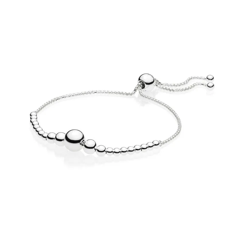 

New 925 Sterling Silver Bead Charm Chain Fit Original Pandora String of Beads Sliding Bracelet for Women Jewelry Birthday Gift