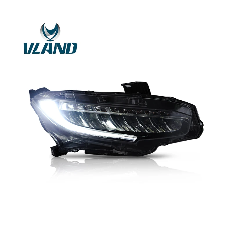 VLAND Factory Head Lamp For Civic LED Headlight Full LED Head Light With Moving Signal+Plug And Play+Waterproof