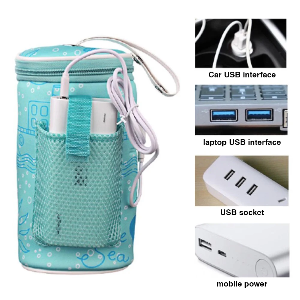 USB Baby Milk Bottle Warmer Upgraded Infant Feeding Bottle Heater Pouch Portable Travel Milk Warmer Bag Baby Feeding Accessories