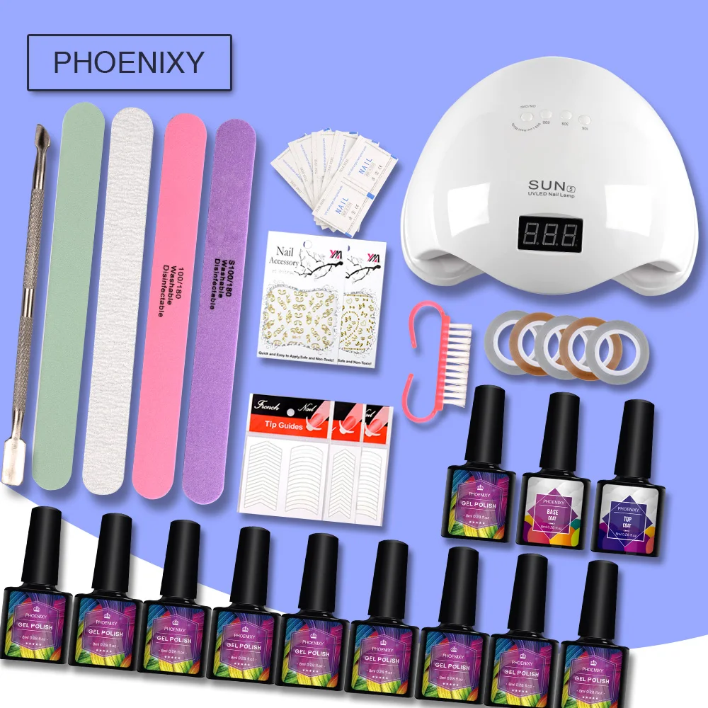 

Manicure Set Nail Set 48W/80W LED Lamp For Nail Polish Kit 10Pcs Gel Polish Kit Nail Art Set Manicure Tools Gel Polish Nail Kit