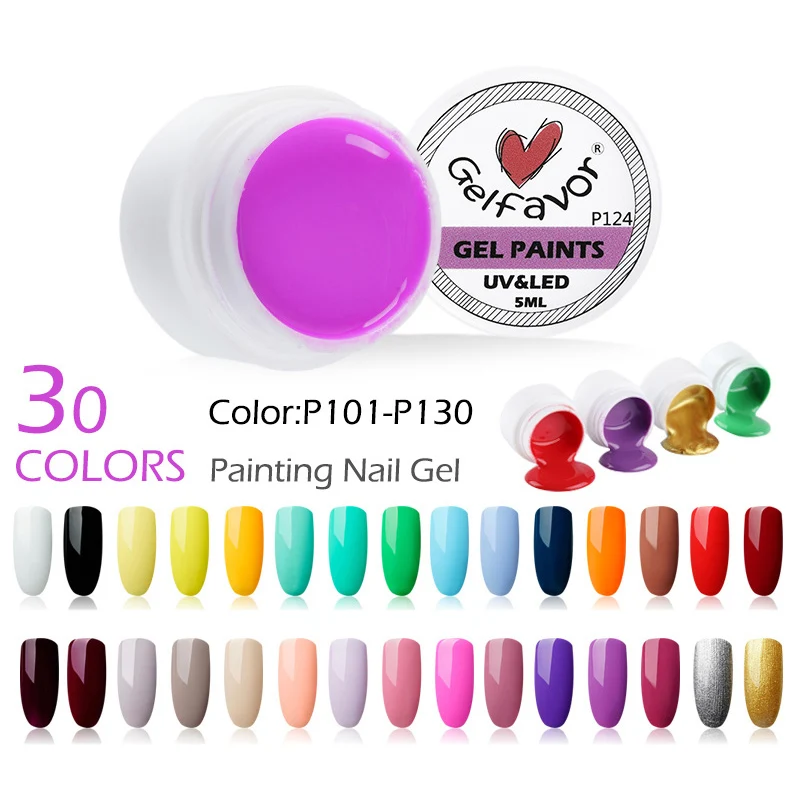 

2018 30 Colors Nail Art Painting Nail Gel Polish Draw Acrylic UV LED Gel Varnish DIY Makeups Tips Women Colorful Nail Polish